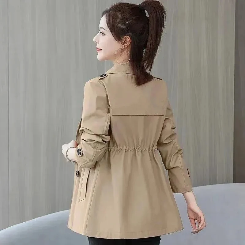 2024 New Short Coat Windbreaker Women\'s Spring Autumn Trench Coat Korean Short Ladies Solid Coat Women Double Bbreasted Outwear