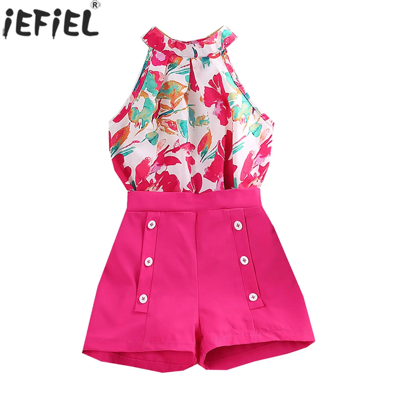 

Infant Kid Girls Summer Fashion Causal Outfit Sleeveless Vest Tops with Shorts Preppy Style Costume Loungewear School Daily Wear