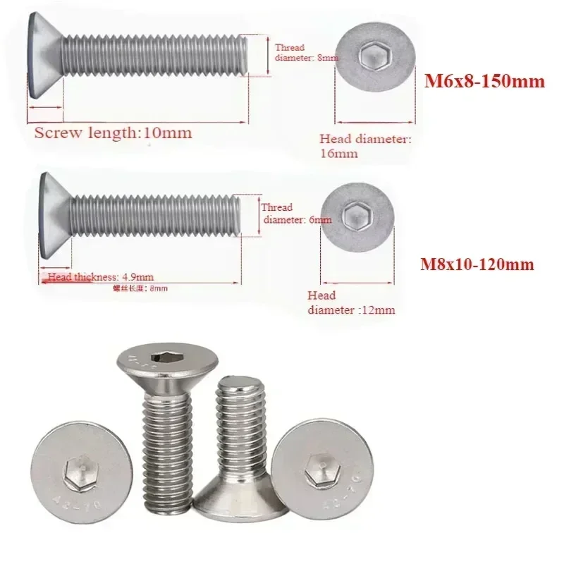 M6 M8 Hex Head Screws 8mm-150mm 304 Stainless Steel Fasteners M8x20 M8x22 M8x25 M8x110 M8x120 M6x90 M6x100 M6x120  M6x130 M6x140