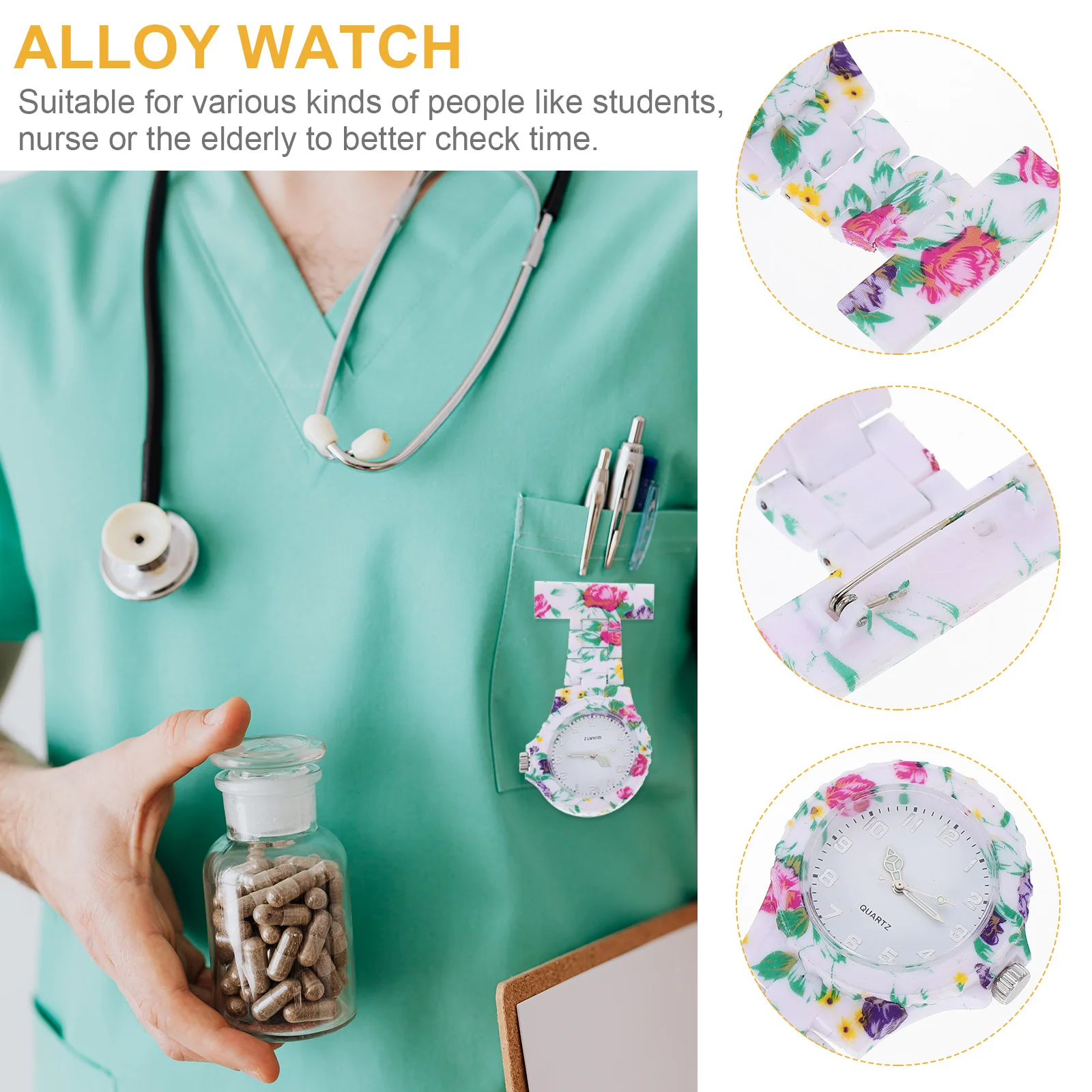 Watches Nurse Table Elderly Pocket Simple Alloy 8X4CM Durable Lavender Modern For Children Graceful