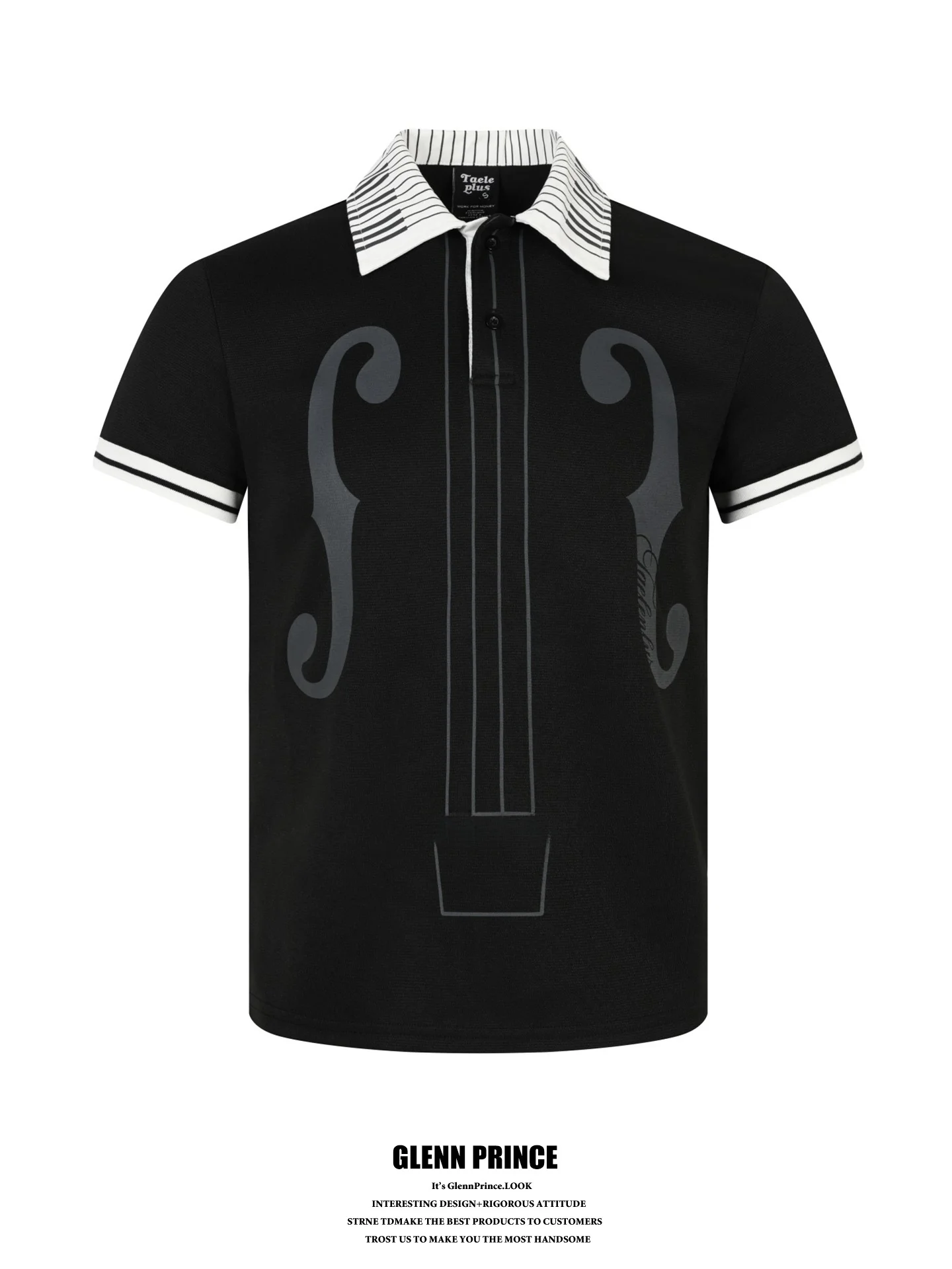 

GPstudio American Trendy Brand Note Print Short Sleeve Shirt Men Summer Shoulder Short Lightweight Half Sleeve T-Shirt