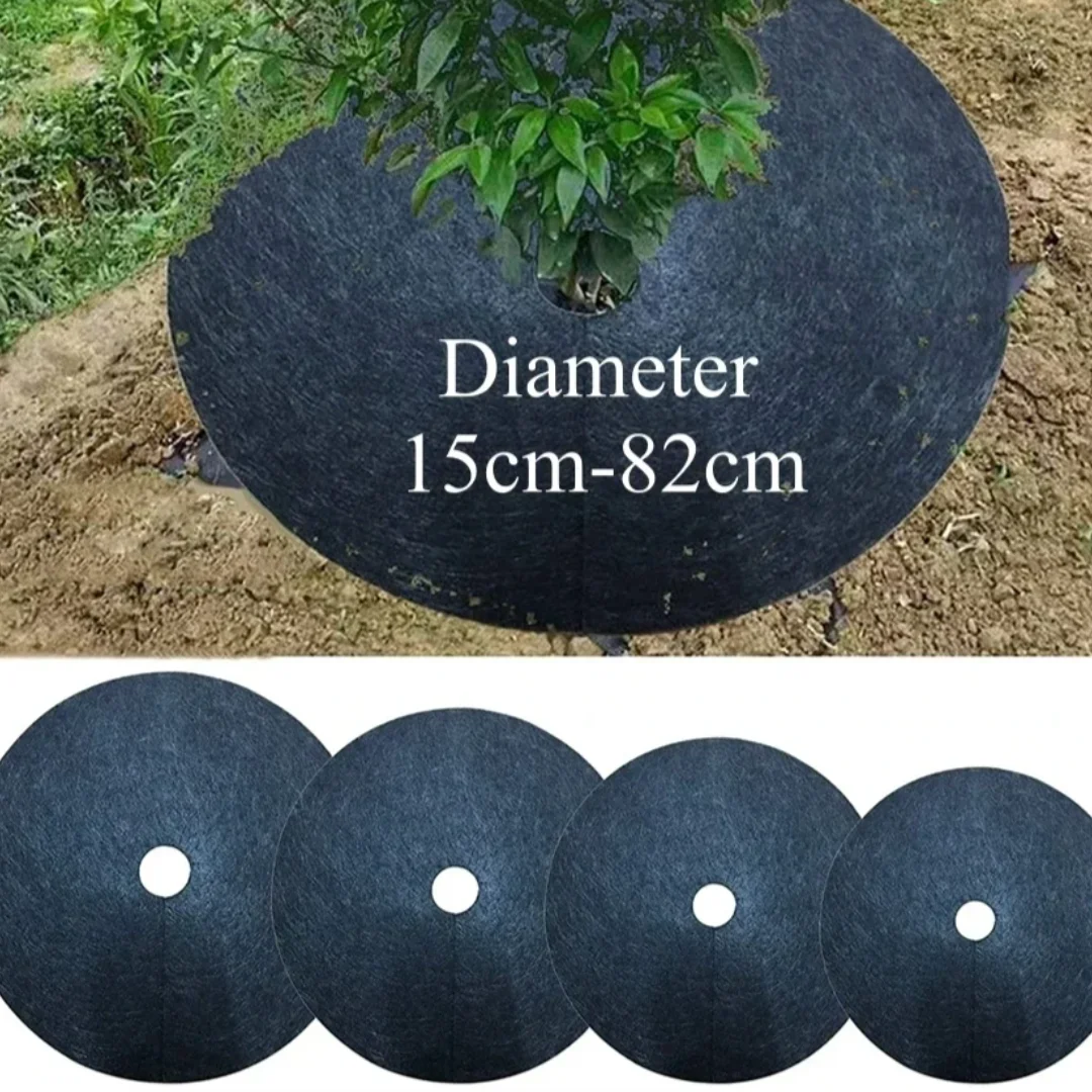 Non-Woven Tree Mulch Ring Weeding Barrier, Protector Mat, Plant Cover, Anti Grass, Gardening Fabric Weed Control, 15cm-82cm