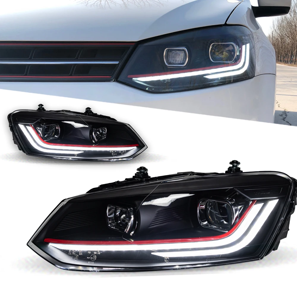 

Фара для VW POLO, светодиодные фары 2011-2018, передние фары, Стайлинг автомобиля, DRL, сигнальные линзы проектора, автоаксессуары