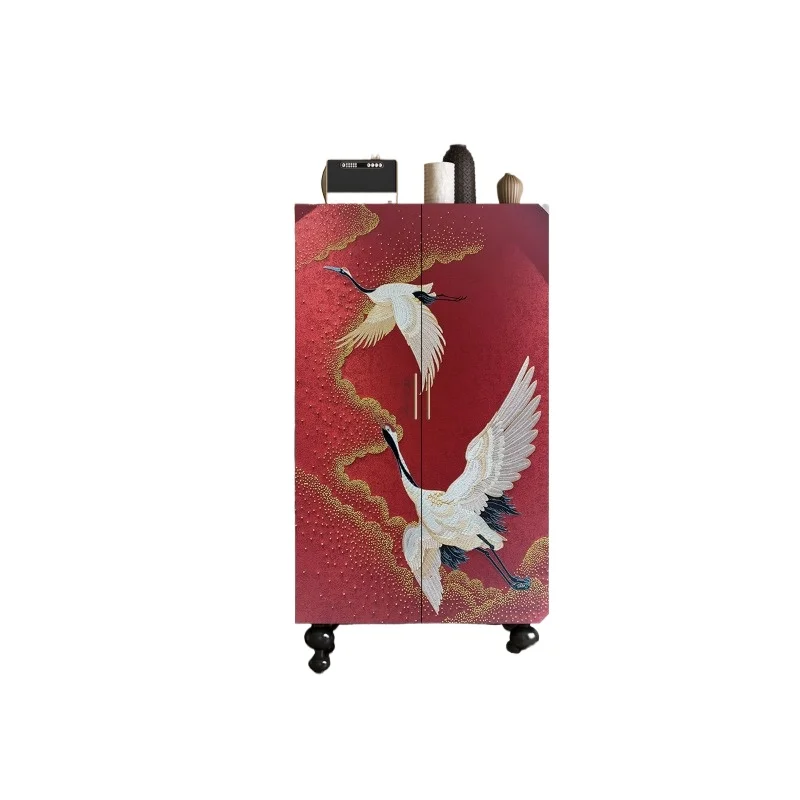 

Living room wall decorative cabinet, household room solid wood storage wardrobe