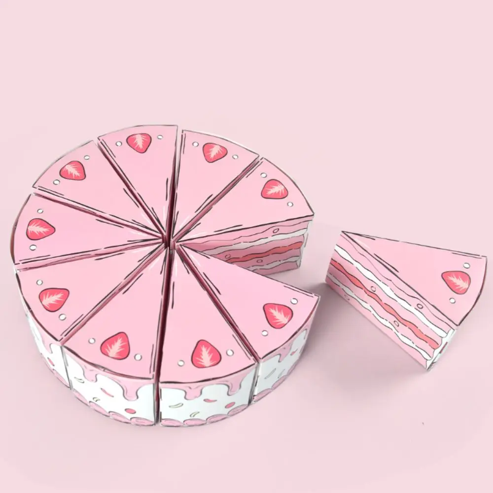 10PCS Paper Triangular Cake Shaped Gift Box DIY Combination Party Gift Packing Box Cartoon Birthday Party Favor Box Dessert
