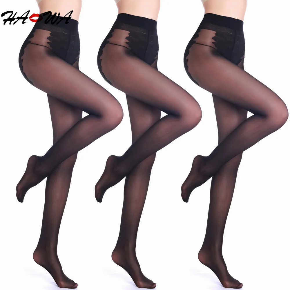 

HA WA 3 pcs/lot 30D Sexy Tights Women High Elasticity Nylon Stockings Fashion Slim Resistant Solid Color Pantyhose