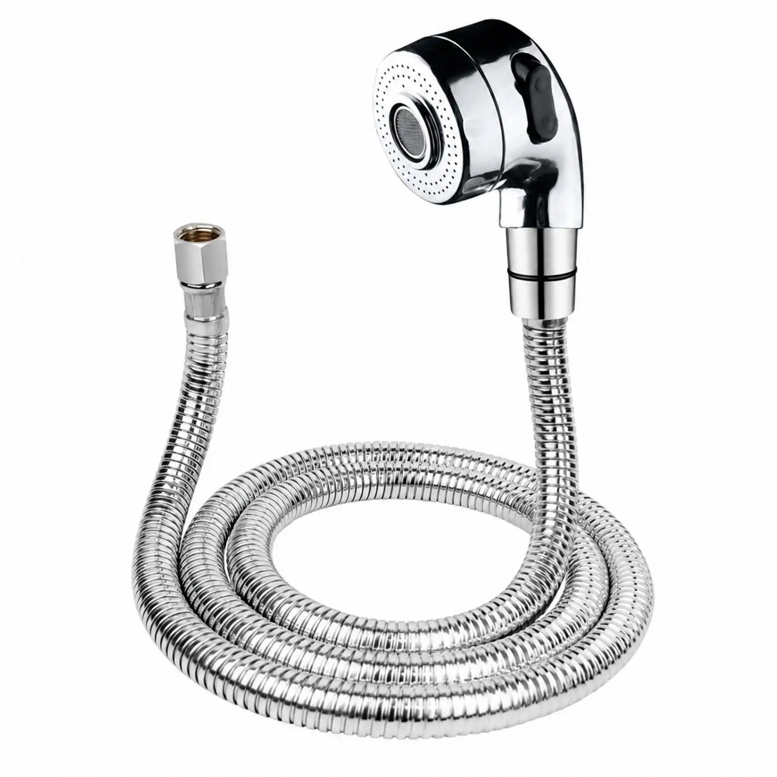 Salon Rinse Hose Assembly | Chrome-Silver Finish, Commercial-Grade, Shampoo Bowl Hose with Rinse Sprayer, for Hair Salons