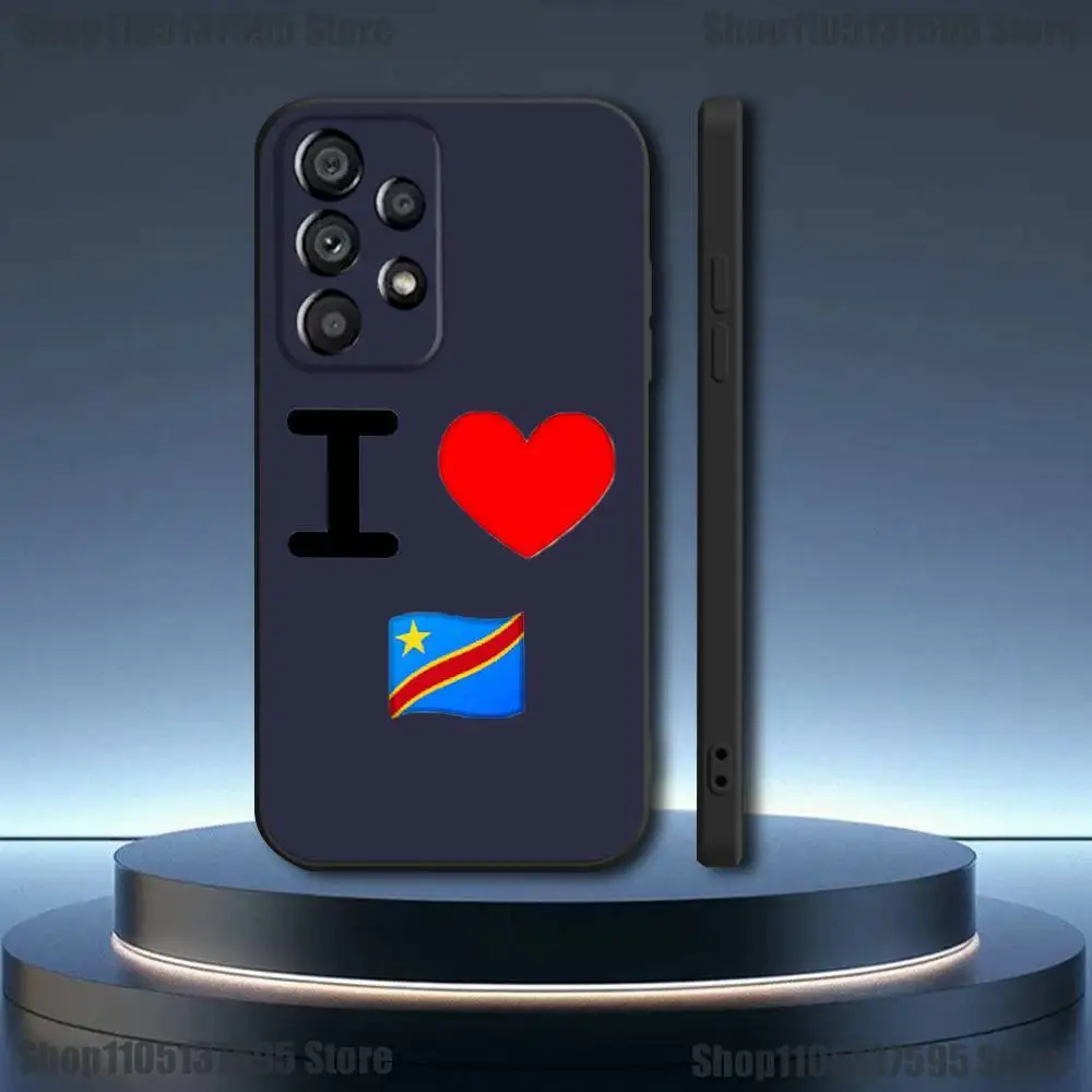 Custodia per telefono con bandiera del Congo della Repubblica Democratica per Samsung Galaxy A91,80,73,72,71,53,52,51,22,5G Cover nera morbida antiurto