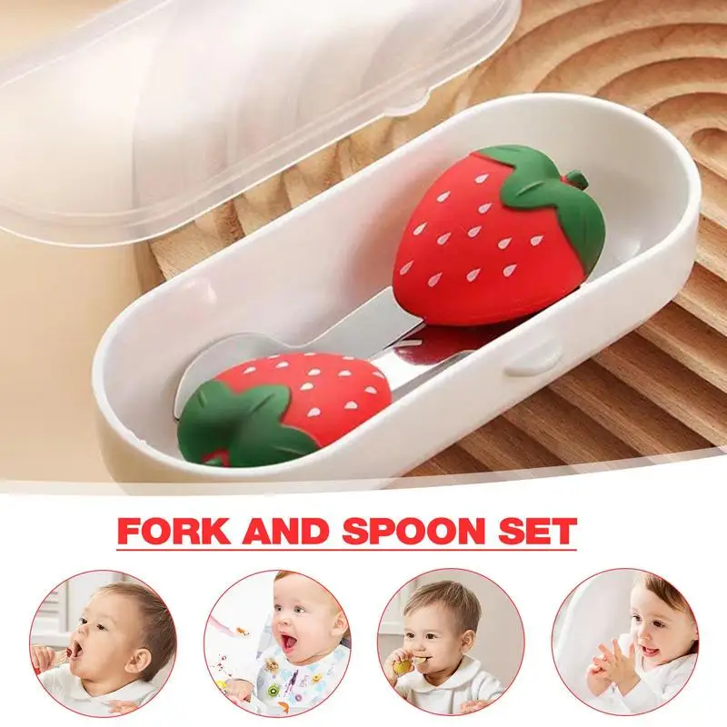 Kids Fork And Spoon Set Stainless Steel Utensils Spoon Fork Set With Travel Case Safe Food-grade Child Flatware Set For Kids