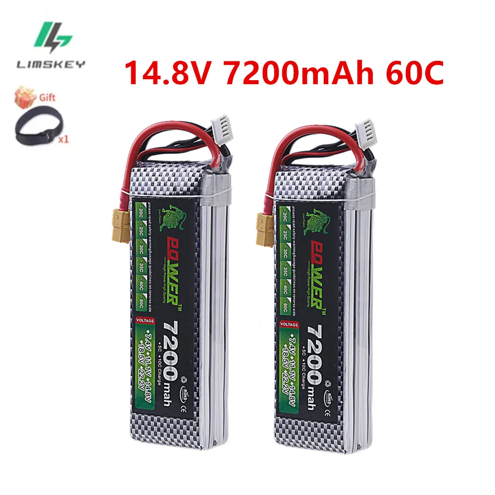 

Обновленный аккумулятор LiPo 7200MAH 14,8 В 60C с разъемом T TRX XT90 для радиоуправляемого квадрокоптера, вертолета, автомобиля, лодки, дрона, запасные части, аккумулятор 4S