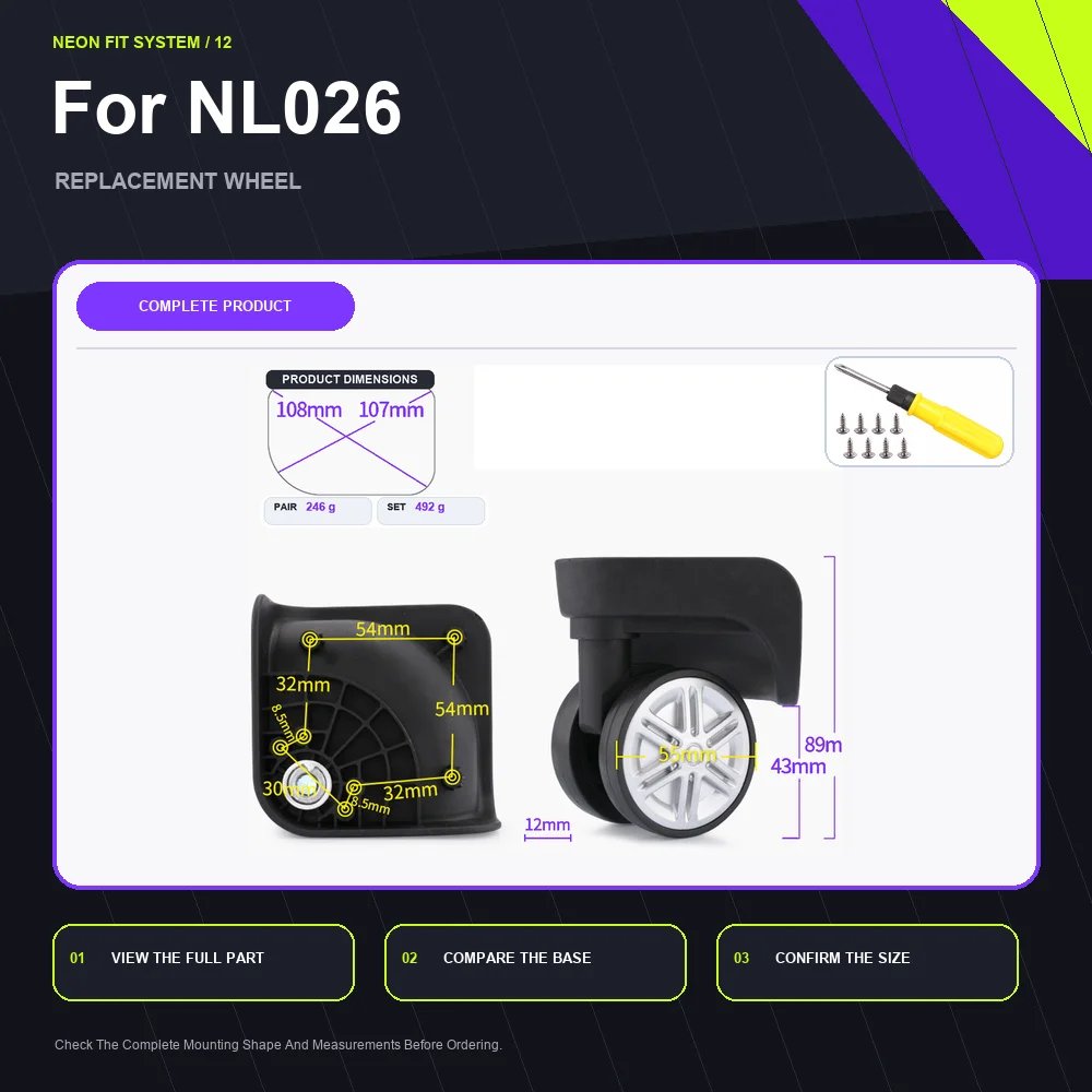 Wear Resistant Luggage Replacement Wheel For Baixiang NL026 Smooth Spinner Luggage Caster Repair Part