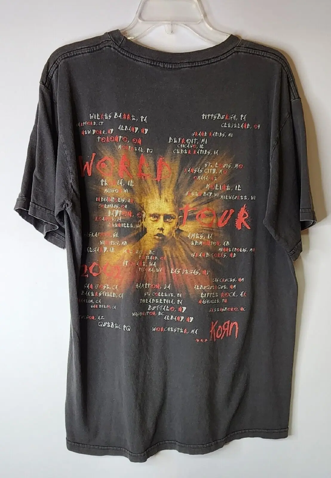 Vintage Korn T shirt Untouchables 2002 World Tour Mens Sz L Nu Metal Faded Giant