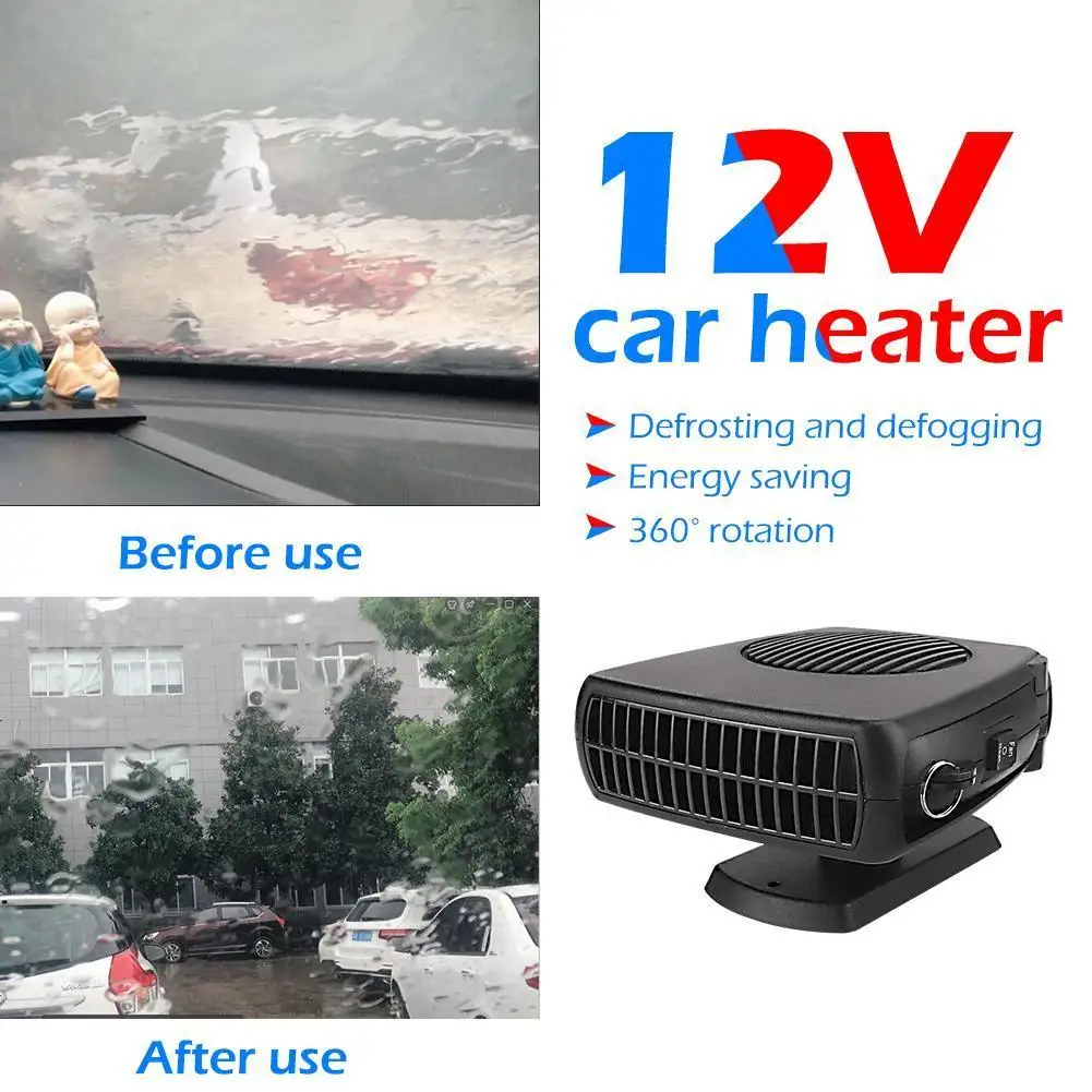 150W Car Heater 12V Electric Cooling Heating Fan Electric Heater Fan Windshield Defogging Demister Defroster Car Supplies