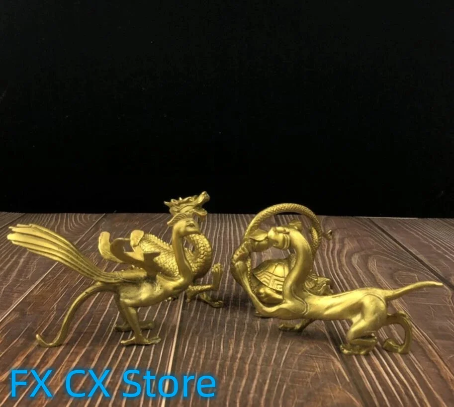 

A Set Brass China Feng Shui Four Great God Beast Desktop Decoration Crafts Statue