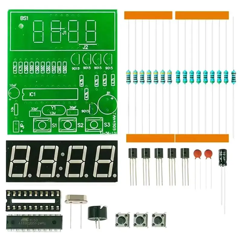 DT22 LED Time Display Digital Clock DIY Soldering Kit AT89C2051 Beginner-Friendly Learning Module STEM