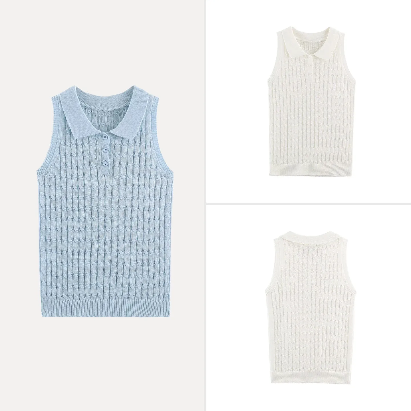 Fashionable Knitted Vest Women's Autumn 2026 New Style Half Open Collar Twist Flower Design Knitwear Zadata Ladieswear