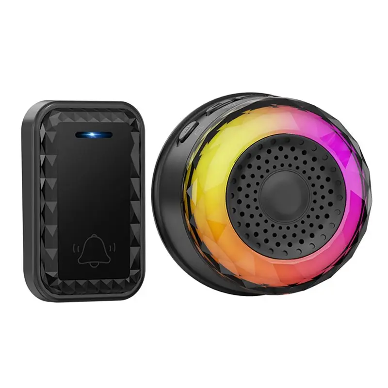 

【BRILLIANT 】350M IP44 Waterproof Wireless Doorbell Self Powered Home Doorbell Alarm With Night Light Electronic Chime US US Plug