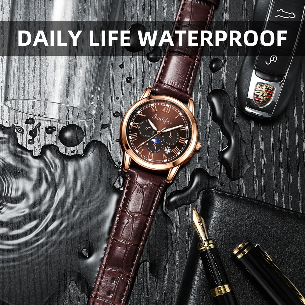 Sunlifex Men's Quartz Watch Business Leather Watch