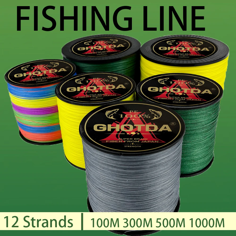 Ice Fishing Line Super 12 Strands Braided 0.16mm-0.55mm 25LB-120LB Strong Resistant Weaves 100M-1000M PE Saltwater Sea Fishing