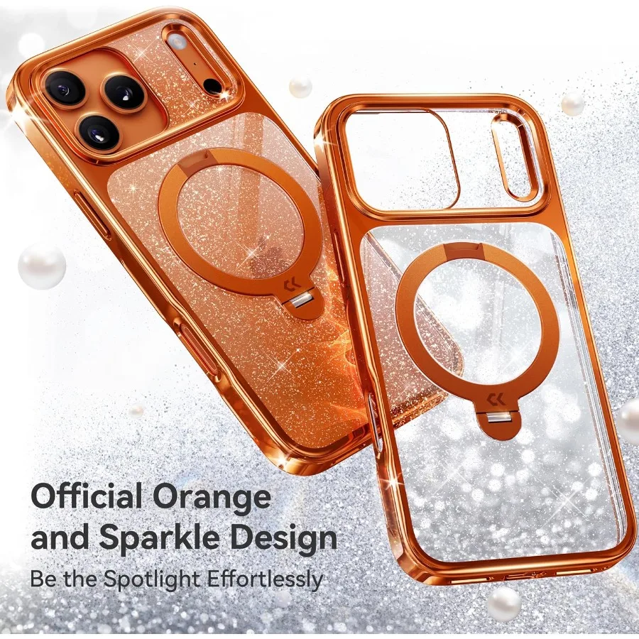 حافظة مغناطيسية لؤلؤية سباركل 360 سبين لهاتف آيفون 17 برو ماكس للنساء مع توافق MagSafe بطول 17 قدم مع حماية من السقوط #2