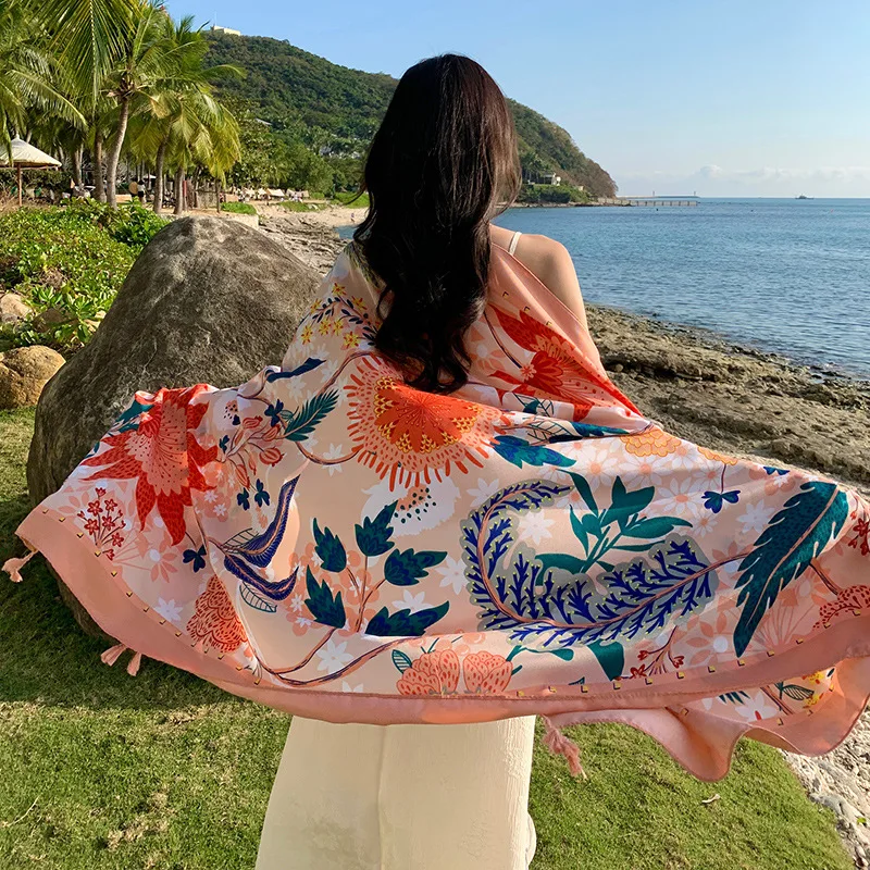 العرقية نمط منشفة الشاطئ الصيف جديد ظلة واقية من الشمس المتضخم شال شاطئ البحر عطلة السفر وشاح حريري