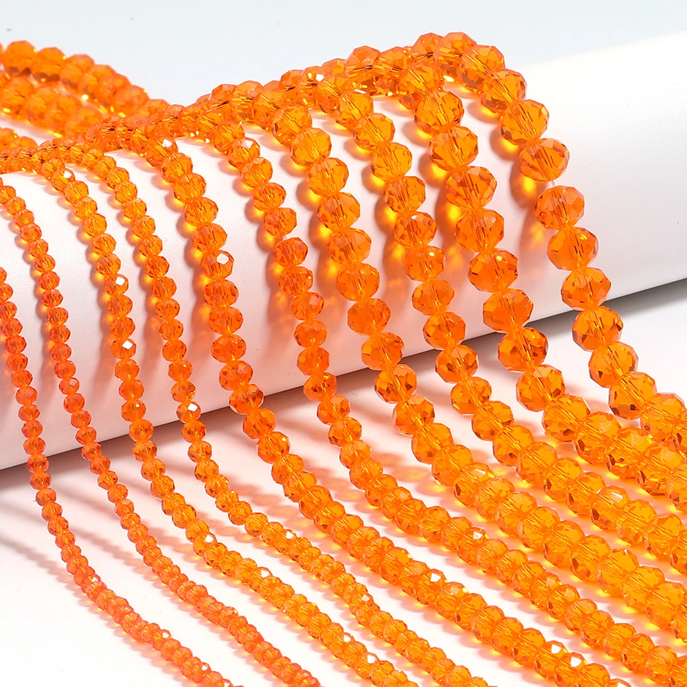3/4/6/8/10mm Orange Facettierte Kristallperlen Transparente Glas Lose Abstandsperlen für Schmuckherstellung DIY Armband Halskette Zubehör