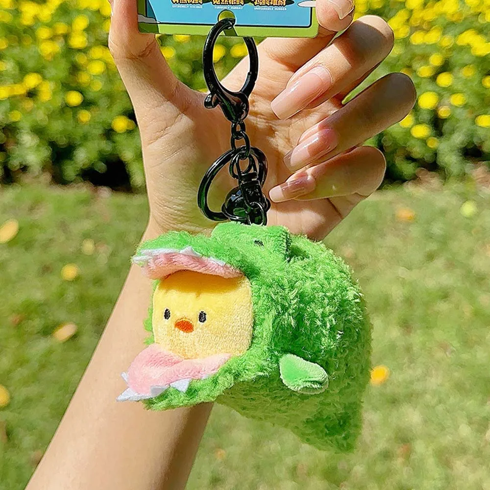 Kawaii Soft Beep Crocodile Pendants Chick Funny Cartoon Bear Doll PP Cotton Furry Plush Animal Key Ring Party