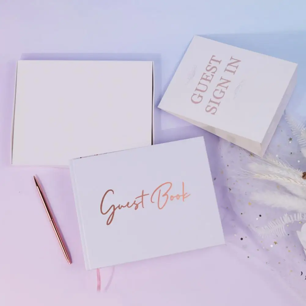 Ślubna księga gości z polaroidem eleganckim gościem weselnym przyjęcia zestaw książek prysznice dla dzieci uroczystości 50 stron pióro pudełko kartonowe