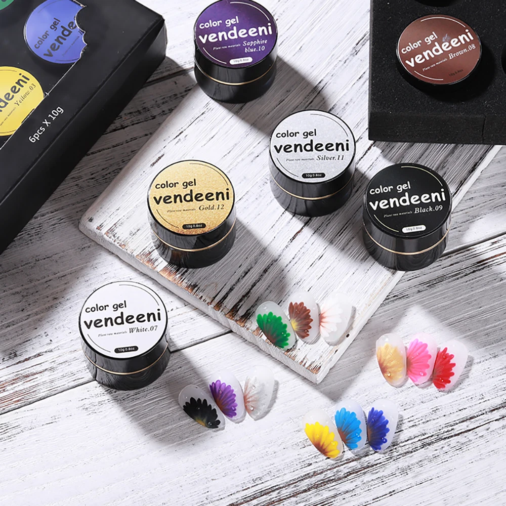 Vendeeni 12 Colors Painting Gel Nail Polish Colorful Drawing UV LED Soak Off Gel Lacquer Painted Gel Varnish For Nail Art Design