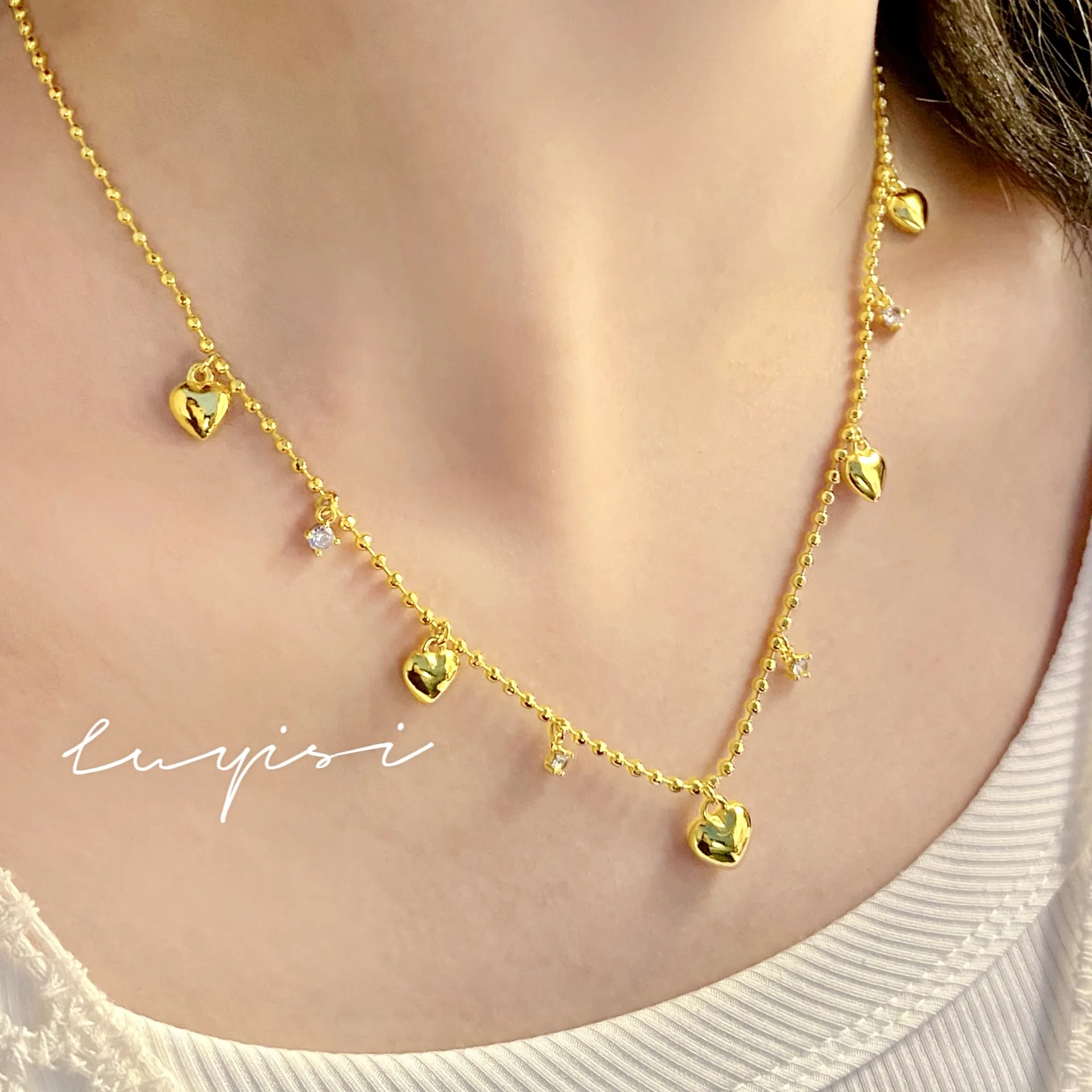 DIY accessories High sense jewelry, high carbon diamond, super vitality, love fringed necklace, Italian medieval brushed light l