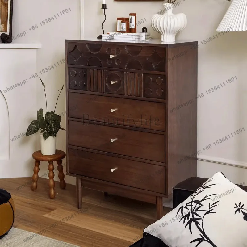 

French retro solid wood chest medieval living room bedroom light luxury storage locker