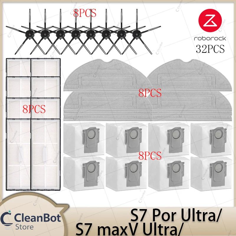 Roborock S7 MaxV Ultra/S7 Pro Ultra Roboterstaubsauger Zubehör Hauptbürste Seitenbürste HEPA-Filter Wischtücher Ersatzteile