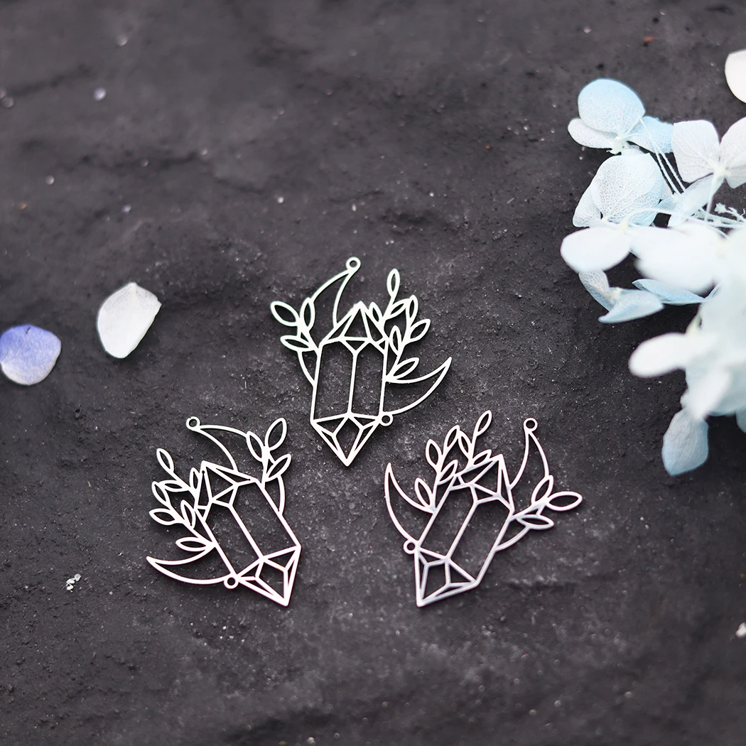 

3Pcs Stainless Steel Hollow Moon Geometric Grass Pendants For Jewelry Making Supplies Diy Earrings Bracelet Necklace Accessories