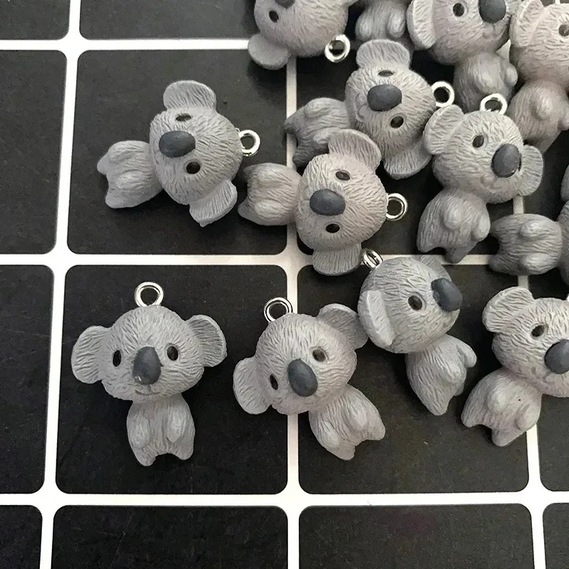 6Pcs Mini Animal Resin Pendants Kawaii 3D Gray Koala Charms Handmade DIY Accessories For Earring Keychain Making view 5