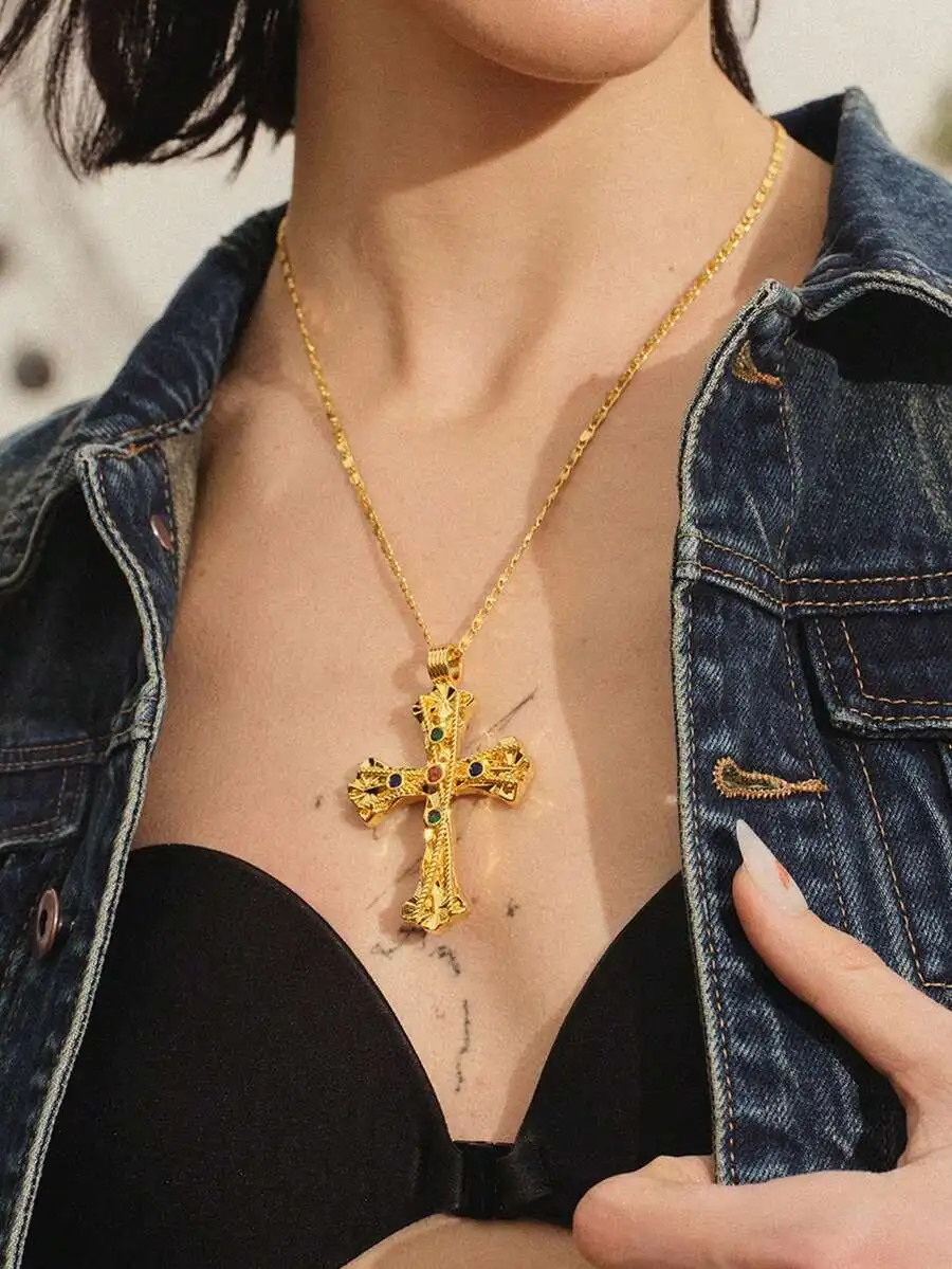 

Cross Pendant Necklace With Rhinestones For Women Casual Party Festival
