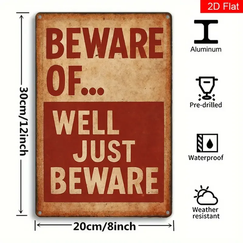 2D Flat Retro Metal Wall Decor- 1pc 