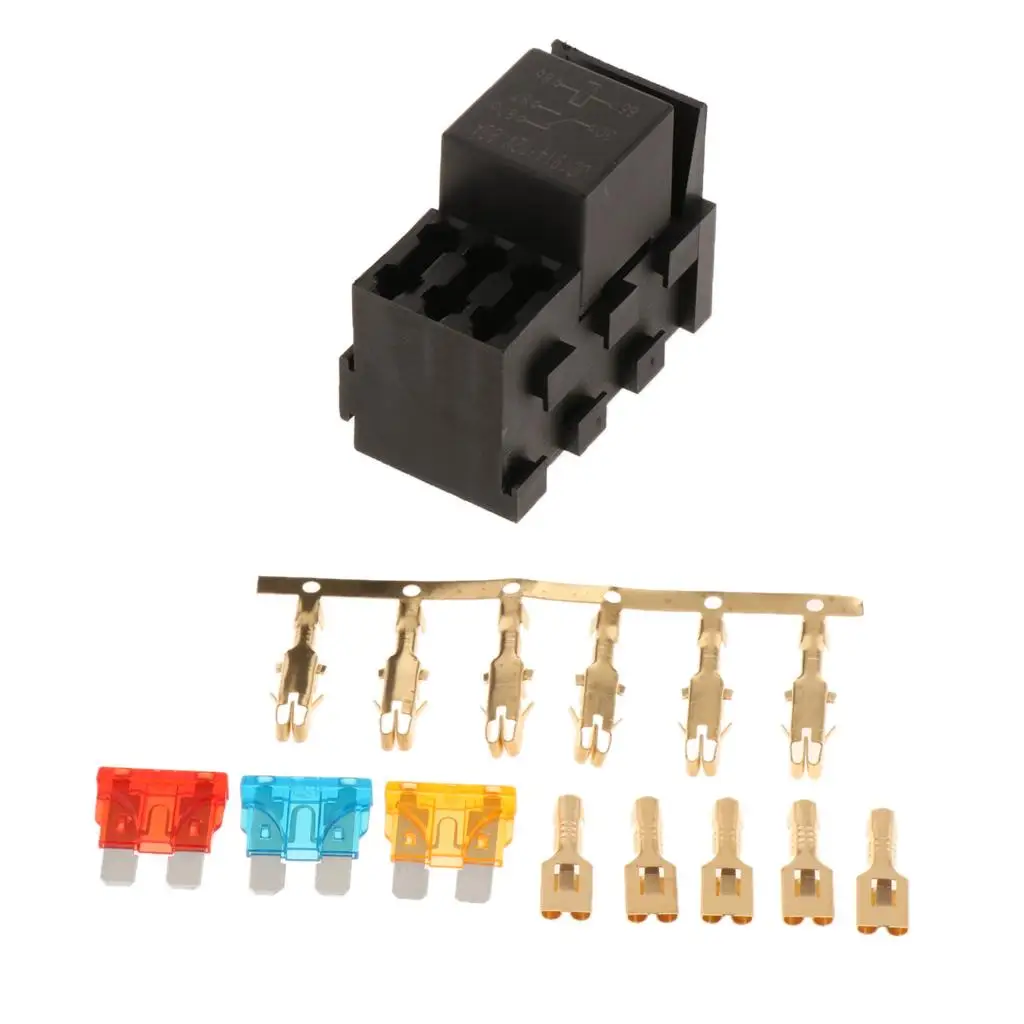 

3-way fuse holder box for automobiles + 1 relay socket for / SUV / Trailer /