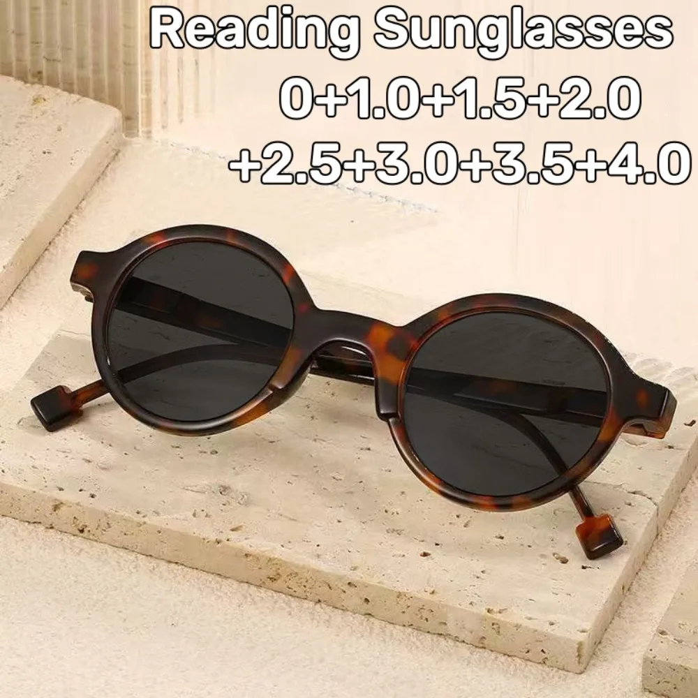 

Retro Round Frame Reading Sunglasses Unisex Vintange High-Definition and Comfortable Anti Blue Light Presbyopia Eyewear To+4.0