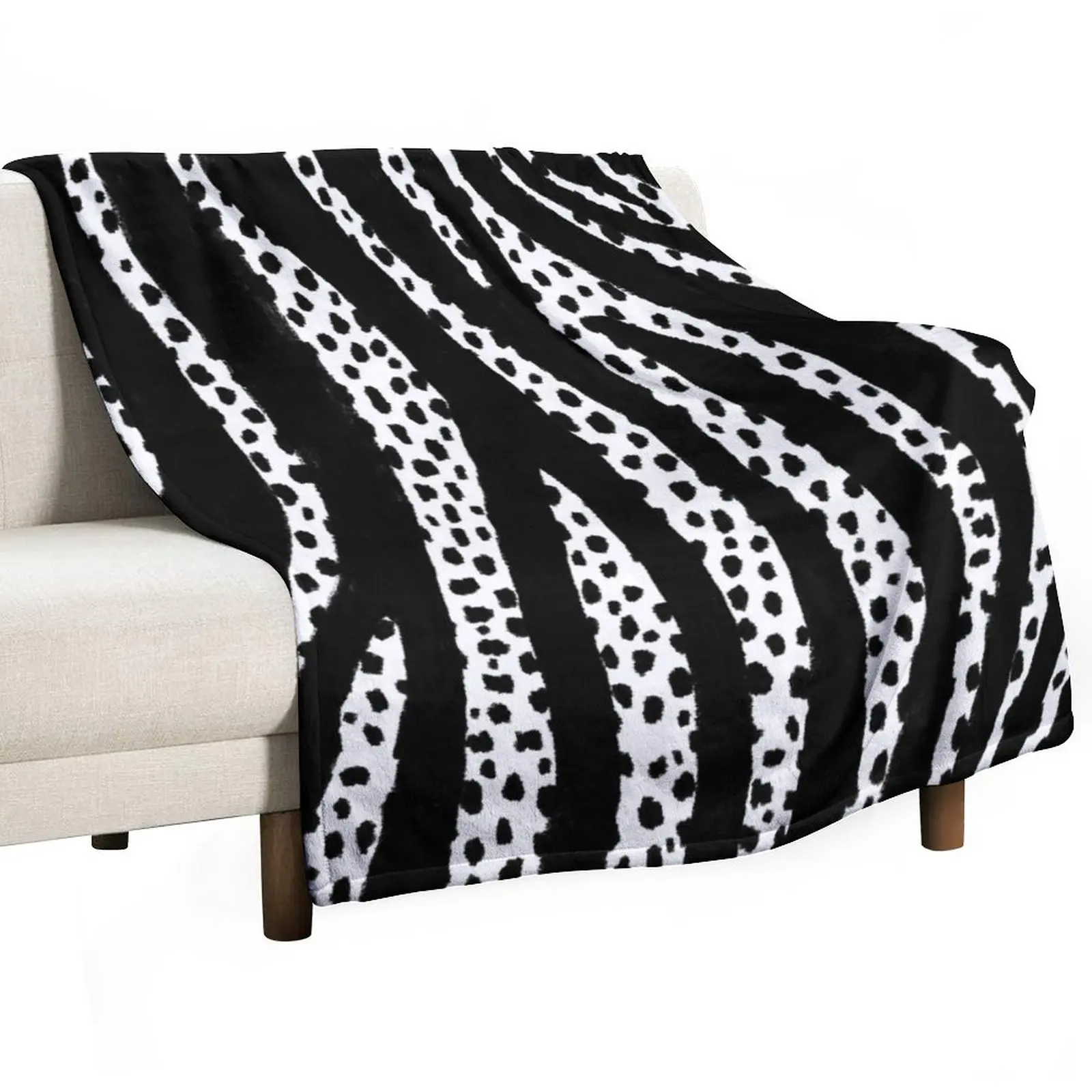 Dalmatian Polka Dot Spots and Zebra Stripes (black/white) Throw Blanket Vintage heavy to sleep Decoratives Blankets