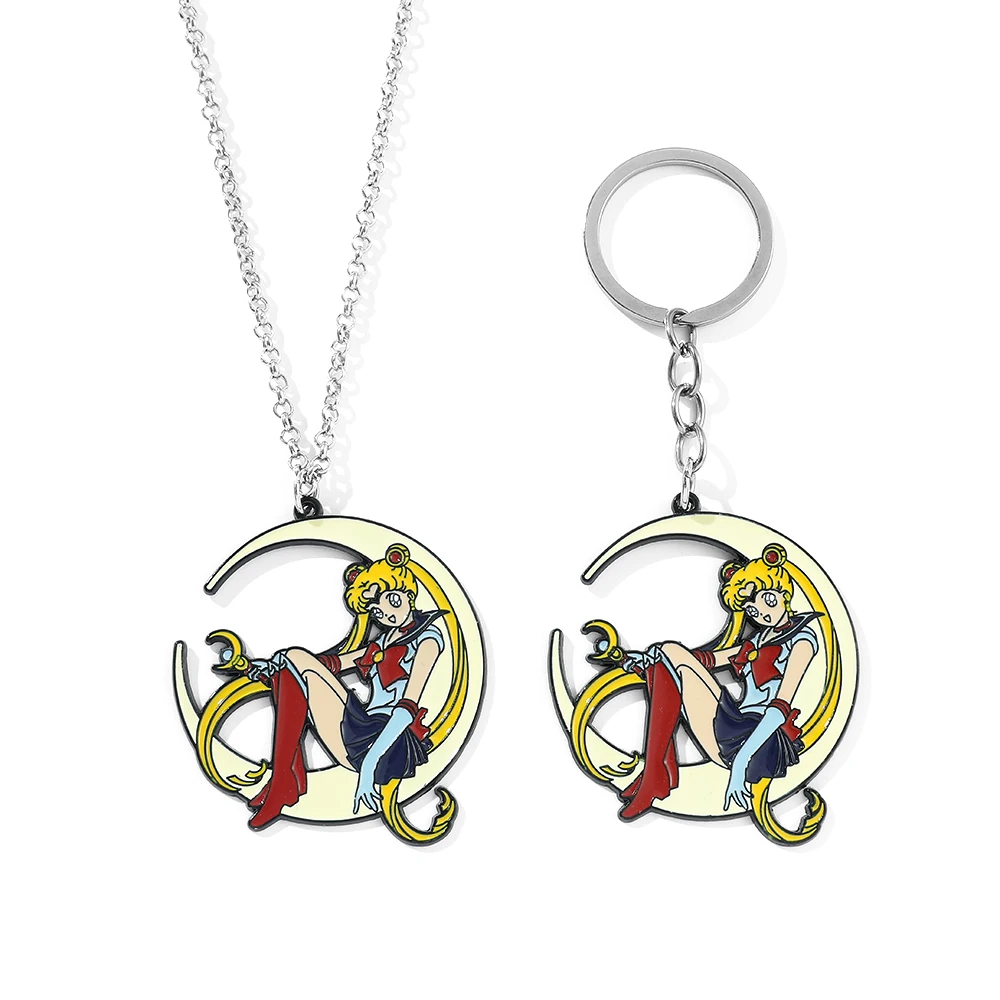 Anime Character Keychain Necklace, Girls' Manga Keyring, Cosplay Accessory, Birthday Gift