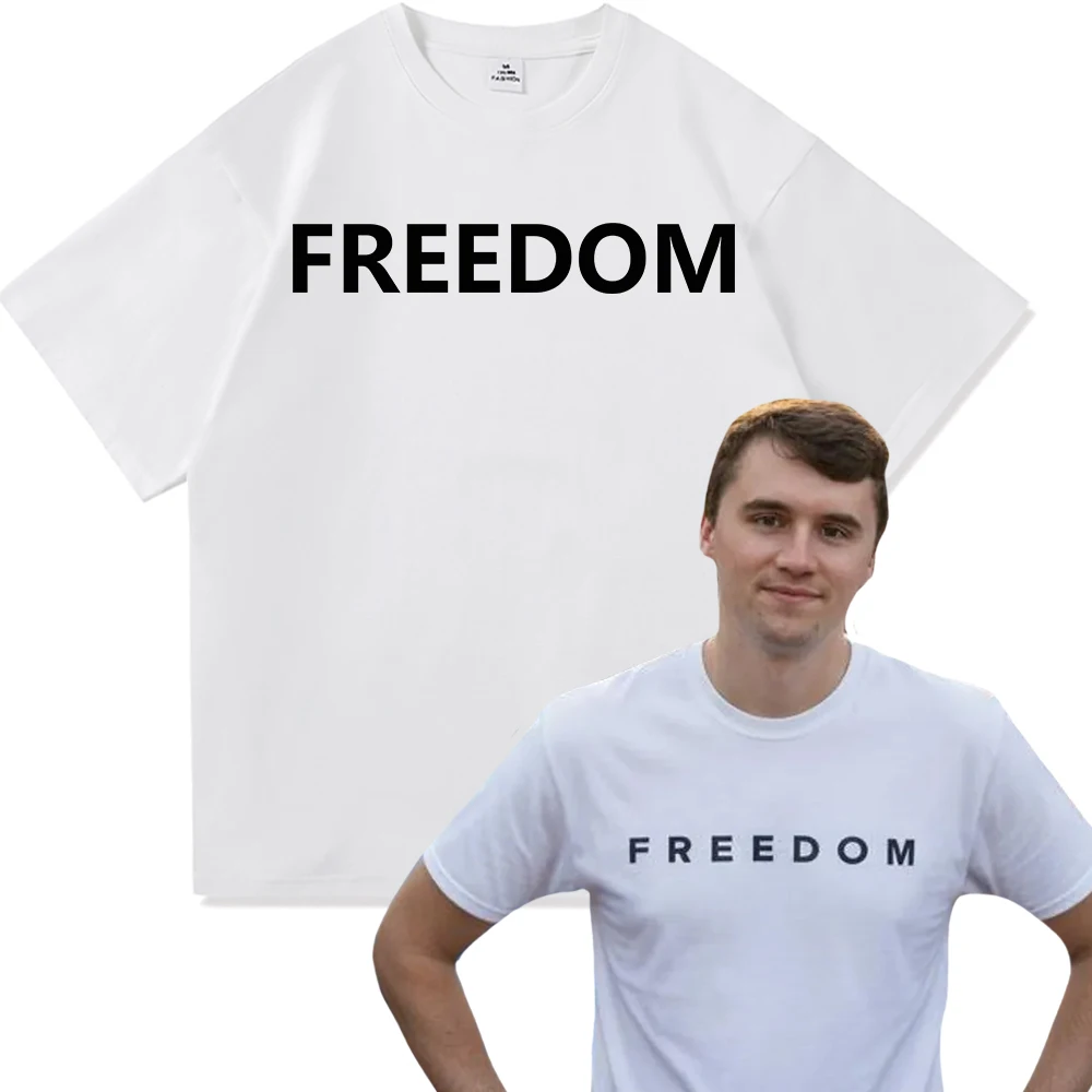 Charlie Kirk Freedom T Shirt Fashion Men/Women Harajuku Aesthetic Letter Print T-Shirt Unisex High Quality Casual Tees Shirts
