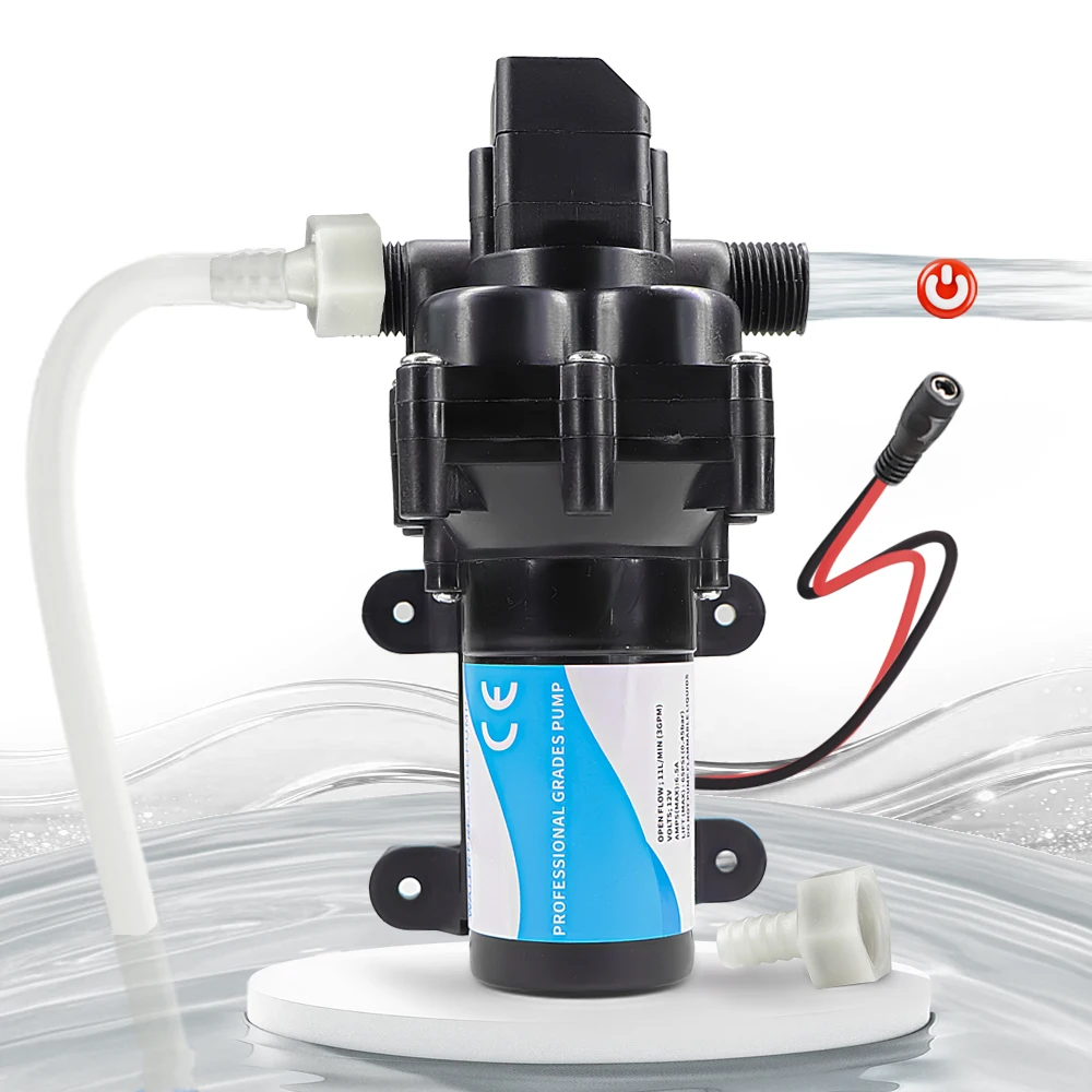 DC-12V 11L/H Self-Priming Diaphragm Pressurize Water Pump Built-in Pressure Switch Automatic for Garden Plants Watering Car Wash