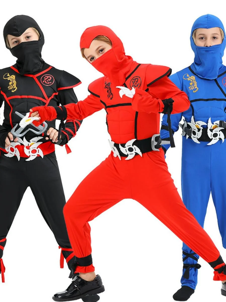 

Мышечный костюм ниндзя самурайский костюм детский наряд для выступлений национальный сценический костюм Хэллоуин косплей традиционная этническая одежда