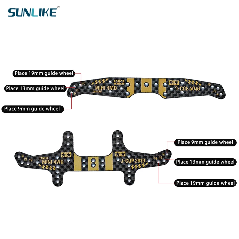 Staffa di installazione multiroller anteriore/posteriore in fibra di carbonio da 1.5mm autofabbricata J-Cup 2019 per modelli da corsa Tamiya Mini