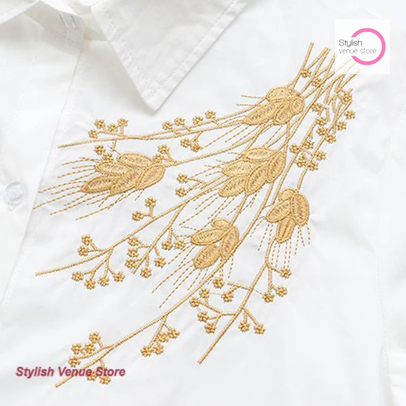 Bordado japonês primavera e outono roupas nova mãe de meia-idade longa camisa branca manga longa feminina casual coringa camisa