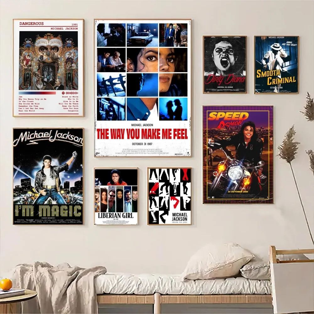 Michael Jackson Vintage Posters Sticky Whitepaper Sticker DIY Room Bar Cafe Room Wall Decor