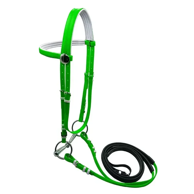 Synthetic Horse Bridle with Rein and Stainless Steel Ring Bit Comfortable Design for Training and Daily Riding
