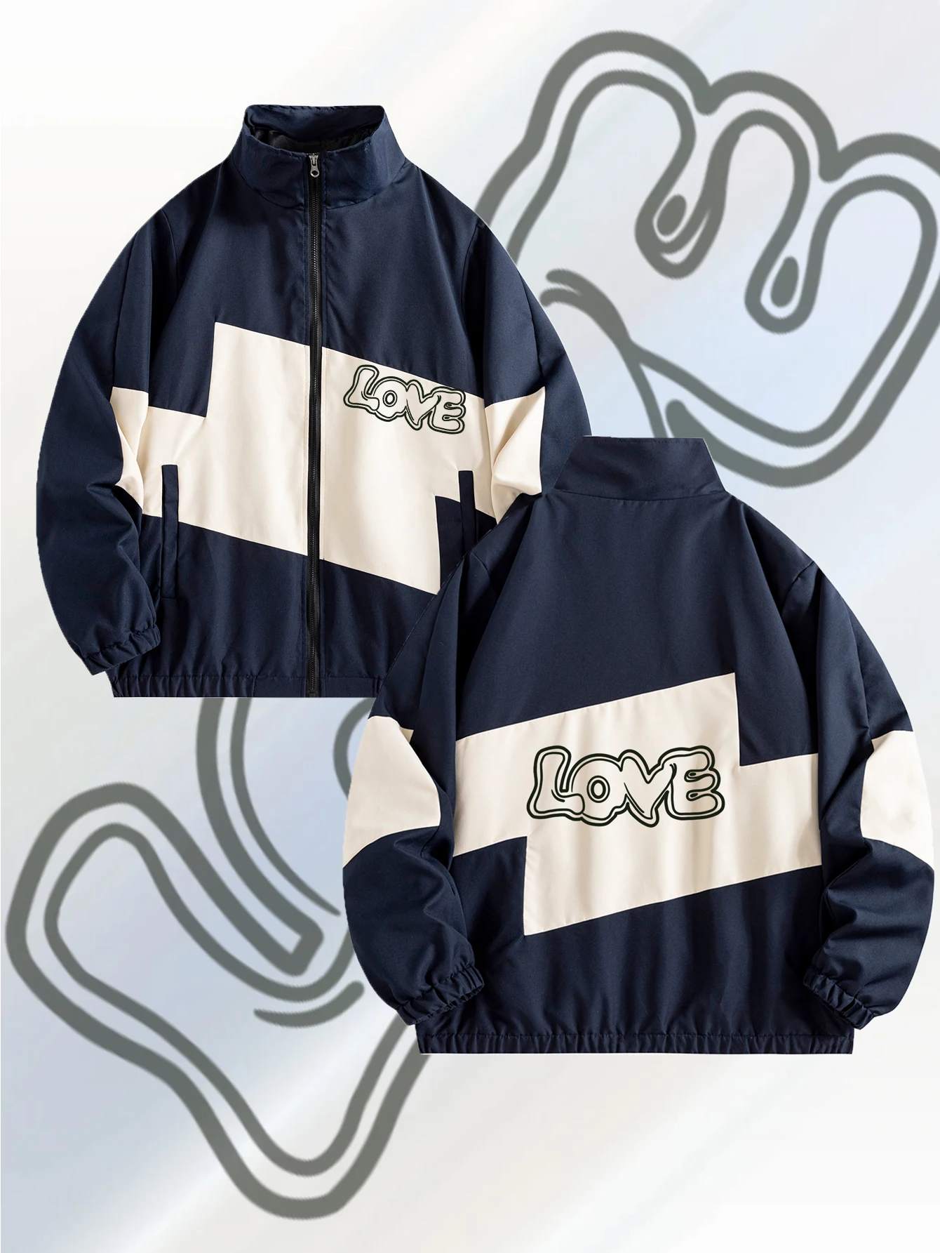 

Куртка в стиле преппи для пар в стиле преппи с воротником-стойкой в стиле пэчворк — молния, подходит для занятий спортом на открытом воздухе и повседневной повседневной одежды