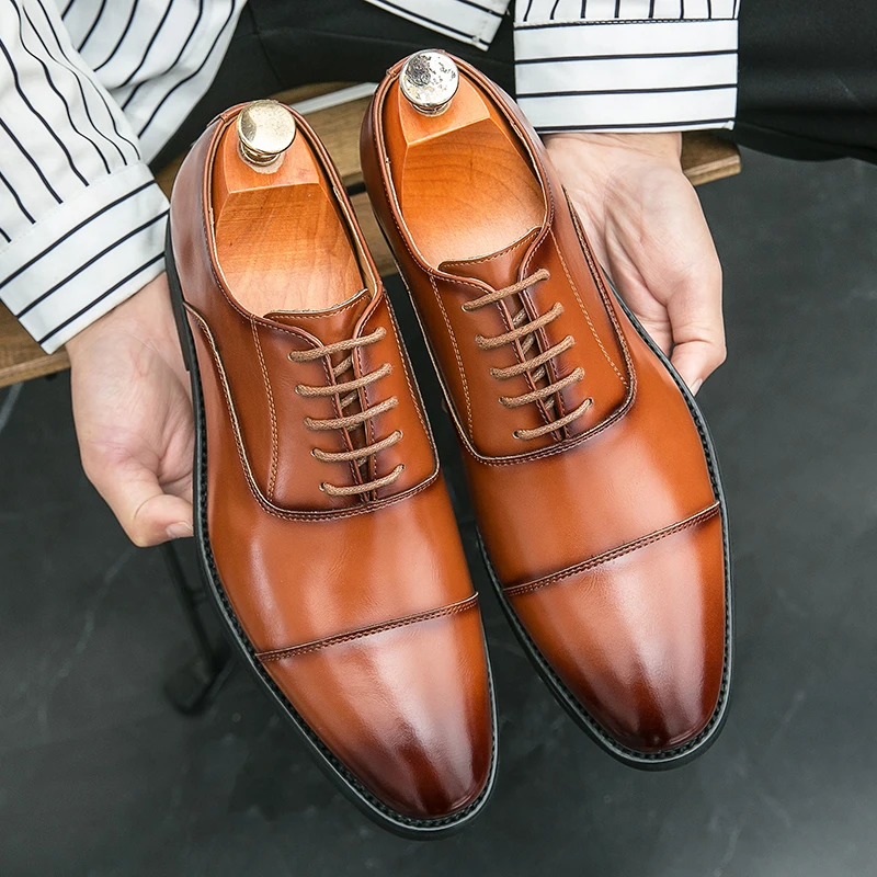 

Men Formal Shoes Leather Business Casual Shoes High Quality Men Dress Office Luxury Shoes Male Breathable Oxfords 2020