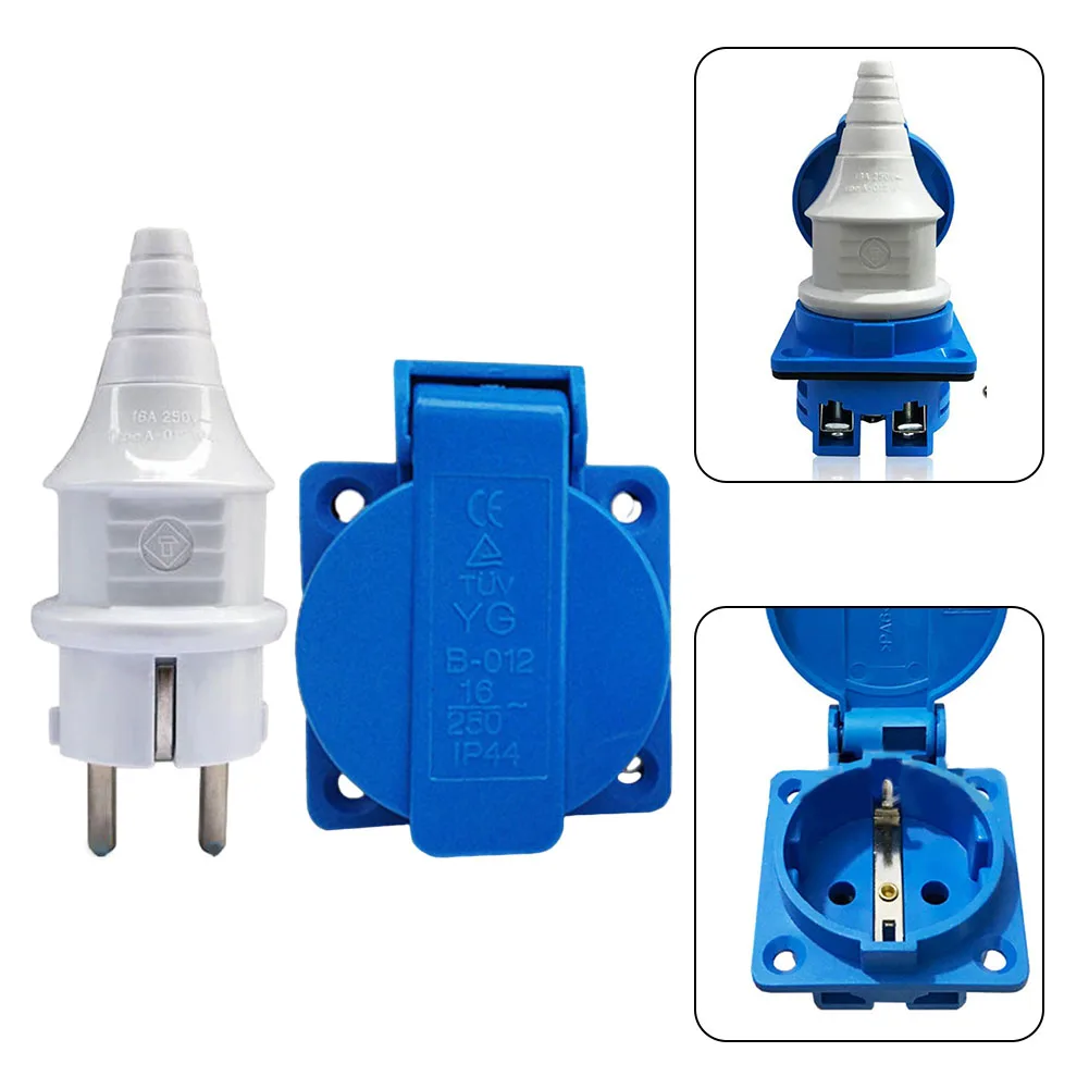 Industrial Waterproof Socket European Socket Copper  220V 16A For 1-10kw Generator High Temperature Resistance Oxidation